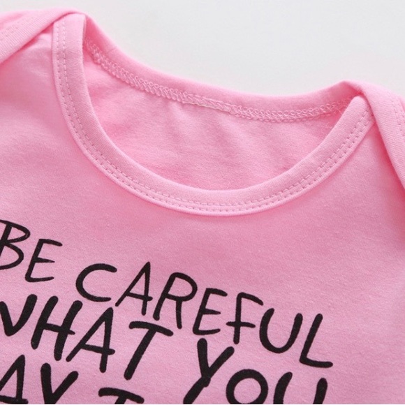 BUNDLE DEAL‼️ Be Careful What You Say Boy / Girl Onesie/ 3-Pack Hair Bows - Picture 5 of 9